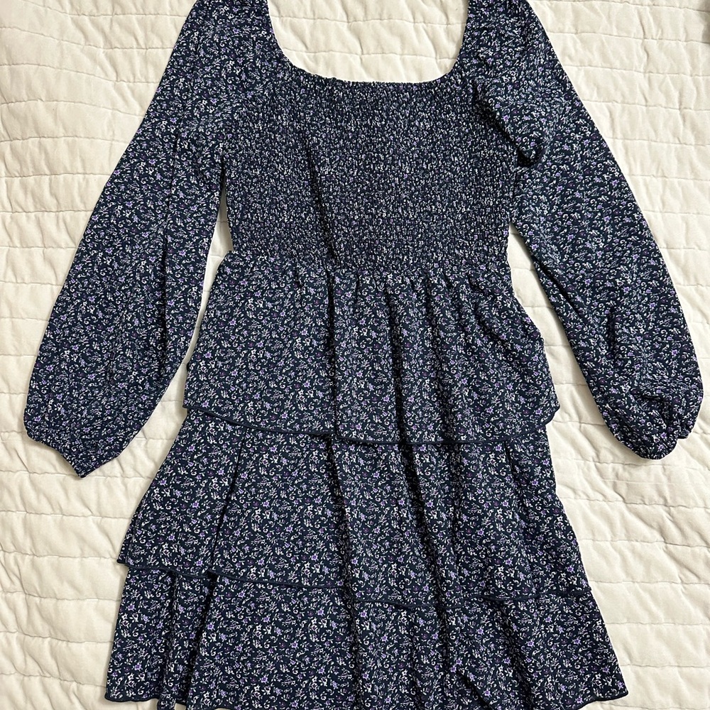 Floral tiered long sleeve dress